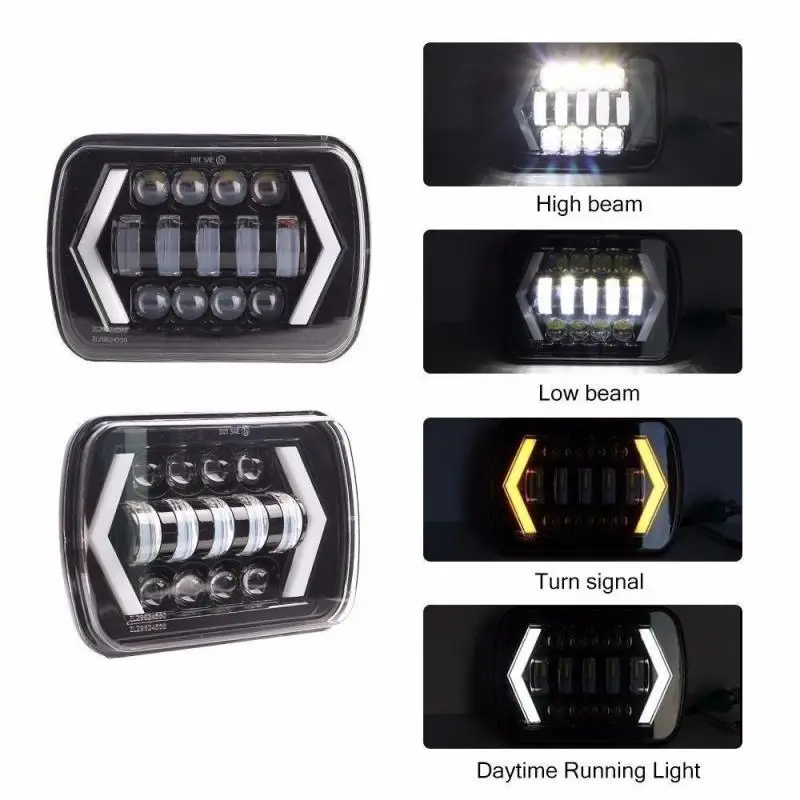

55W 7X6" 5x7" Cree LED Headlights Hi-Lo Beam For Jeep Cherokee XJ 1984-2001 Car Lights 6000K 9V 32V 3500LM Headlamps
