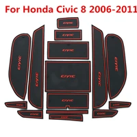 15pcs rubber car interior anti slip door groove mat for honda civic 2006 2011 8th gen 8 cup pad decoration accessories