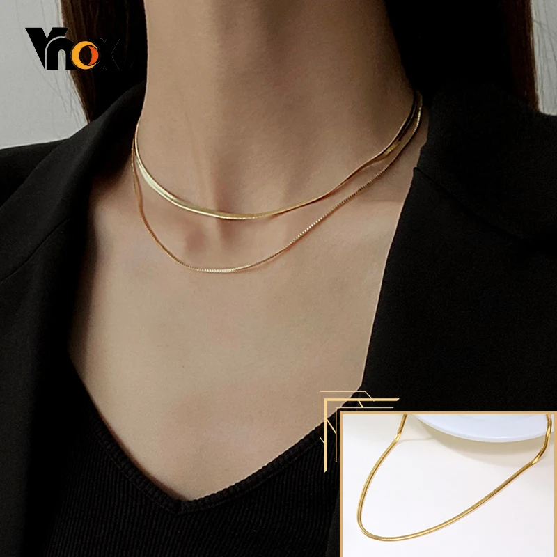 Элегантные Чокеры Vnox из нержавеющей стали с звеньями 3/4 мм|Цепочки| |