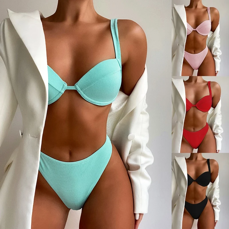 

High Waist Bikini Push Up Swimsuit Female Swimwear Women 2-Pieces Bikini Set Bathing Suit Swim
