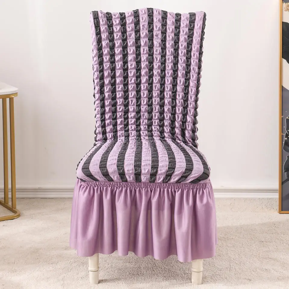 Two-tone purple Пузырьковые решетки эластичные чехлы на кресла спандекс чехлы на стулья для кухни/столовой офисные чехлы на стулья со спинкой - Цвет: Two-tone purple
