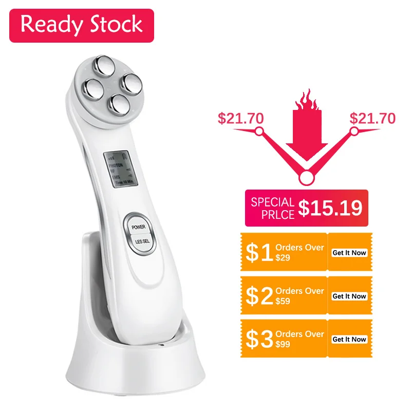 Радиочастотный подтяжки кожи 5 в 1 лифтинг для лица светодиодный фотон анти