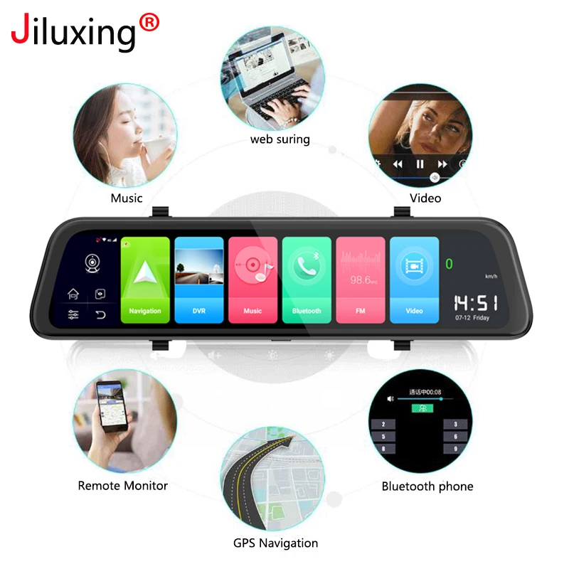 Jiluxing D13S 12 &quot4G Android 8 1 dash cam ram 2G rom 32G gps навигация автомобильный видеорегистратор