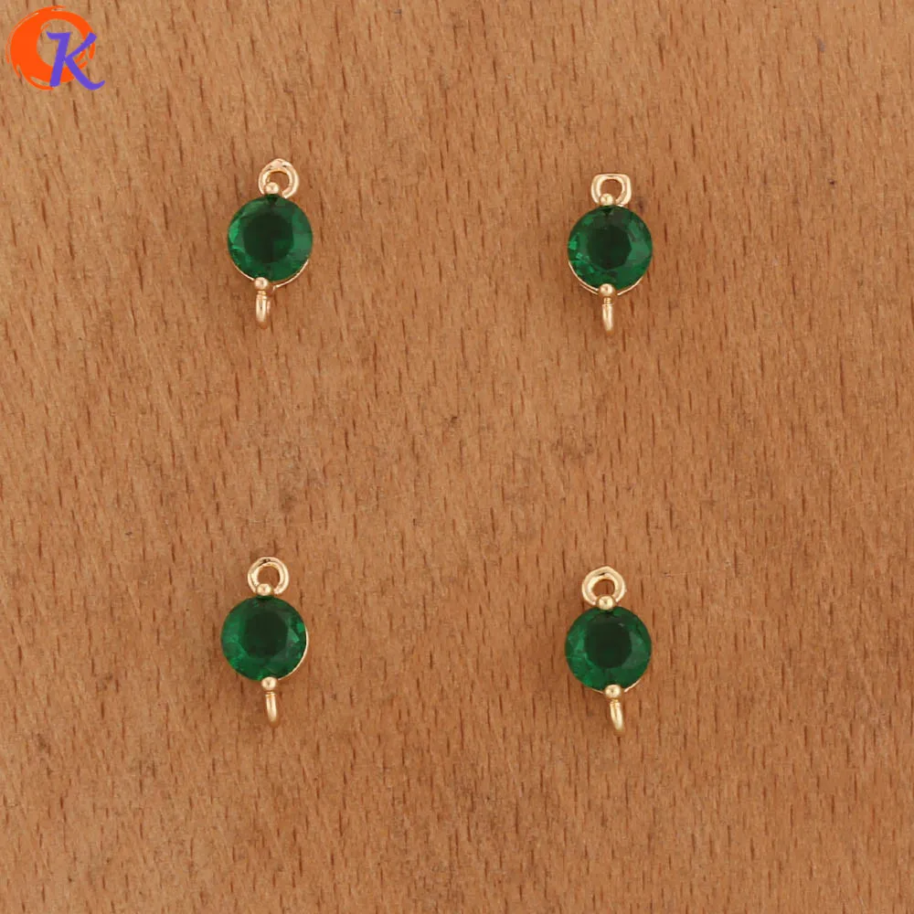 Green Сердечный дизайн 100 шт 5*10 мм аксессуары для ювелирных изделий/cz соединители/круглая форма/ручная работа/diy части/Изготовление ювелирных изделий/фурнитура для сережек - Цвет: Green