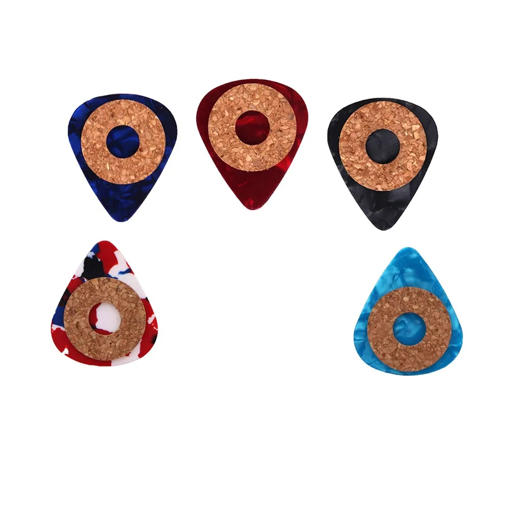 

5PCS Cork Grip Guitar Pick 0.46mm 0.71mm 0.96mm Celluloid Plectrum Anti-Skid Guitar Picks Random Color Guitar Accessories
