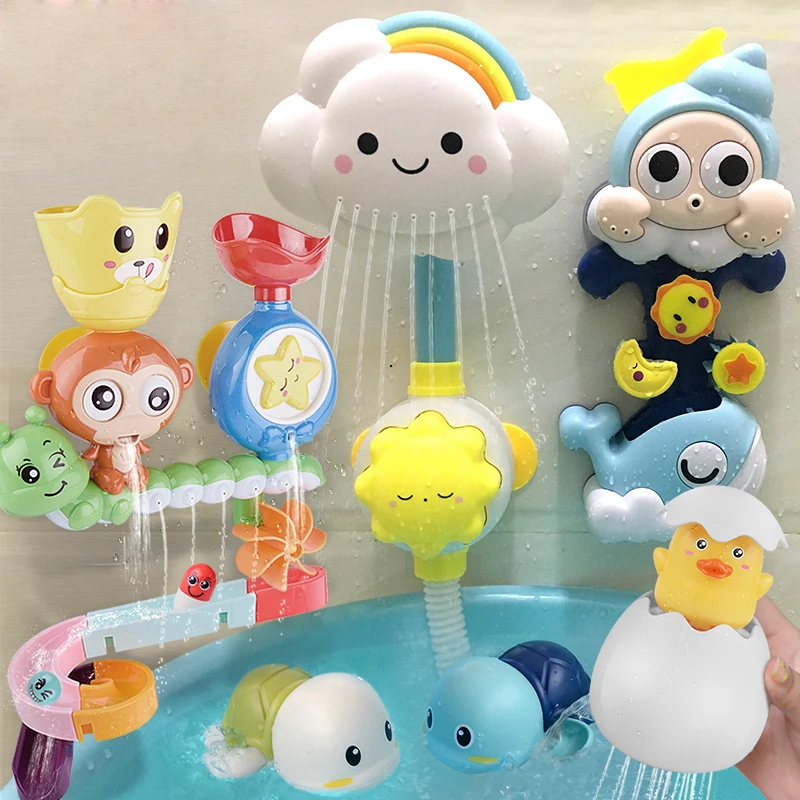 

QWZ New Water Spray Bath Toys Baby Bathroom Bathtub Faucet Shower Toys Strong Suction Cup Childern Water Game For Kids Gifts