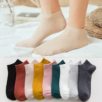 5 pairs women socks breathable sports socks solid color boat socks girls casual comfortable cotton ankle socks wholesale