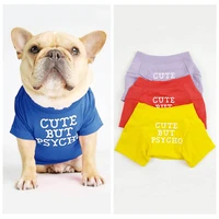 2020 fashion letters printed summer dog t shirt pure cotton dog clothes for french bulldog soft breathable pet costume s xxl