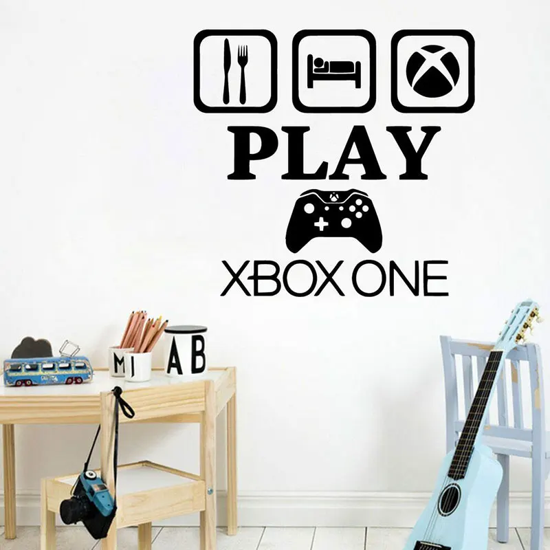 

Eat Sleep Play Game Wall Sticker Vinyl Home Decor For Kids Room Boy's Bedroom Gamepad Wall Decal Removable Interior Mural 3811