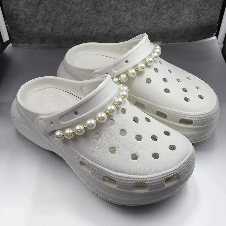 

Hot Sale DIY Pearl Shape Style Chains Croc Charms Girlish Pretty Multiple Choices Shoes Accessories One Pair Shoes Decorations