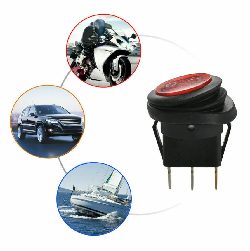 3 шт./набор ВКЛ/ВЫКЛ 12V 20A круглый переключатель лодочный с водонепроницаемым красным светодиодным подсветкой илюминесцентные переключатели на.