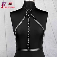 fullyoung sexy fashion women for adults erotic costumes harness women bdsm body bra chain rave bondage leather suspender