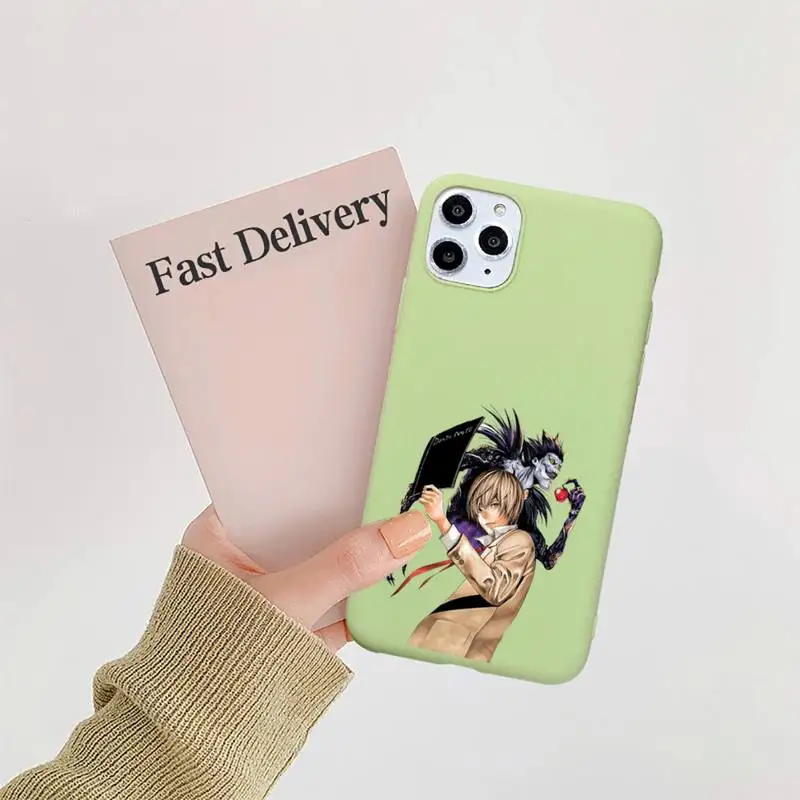 

anime cartoon Death Note Phone Case Candy Color for iPhone 11 12 mini pro XS MAX 8 7 6 6S Plus X 5S SE 2020 XR