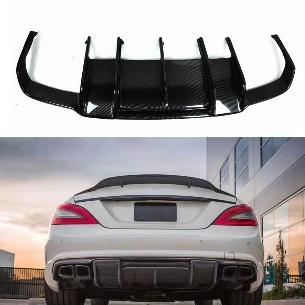 

Rear Diffuser Lip For Mercedes Benz W218 CLS550 CLS63 AMG 2011-2014 Carbon Fiber Replacement Trunk Lower Exhaust Guard Bumper