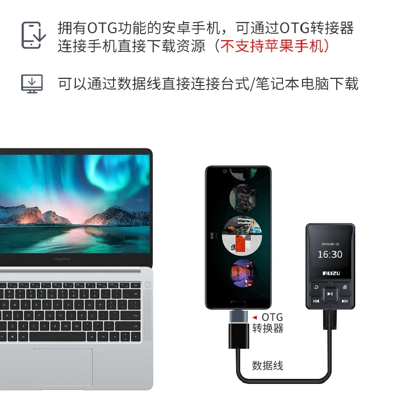 Ruidu X55 Спортивный Bluetooth MP3-плеер 8 ГБ мини-клип с поддержкой экрана FM, запись, электронная книга, часы, шагомер музыкальный плеер