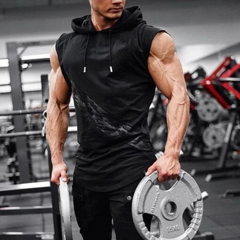 

Men High Elasticity Fitness Vest Bodybuilding Stringer Tank Top Muscle Guys Sleeveless Hoodies Vest Undershirt Stringer Clothing