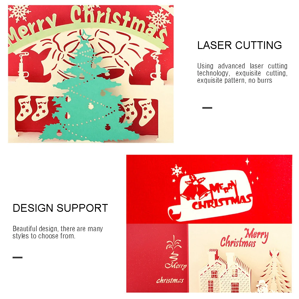 3D выдвижная Рождественская открытка с Санта Клаусом елкой Рождественское