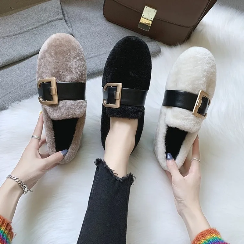 Женские ботильоны с плюшевой подкладкой модные теплые ботинки на плоской