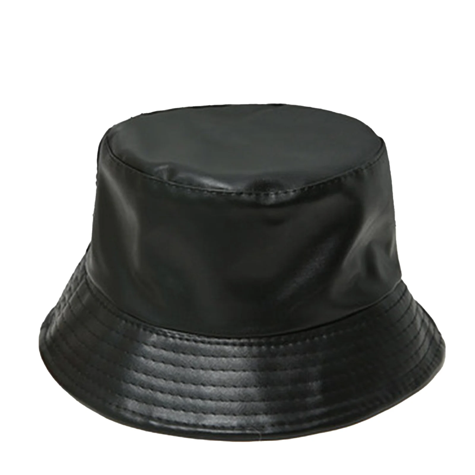 

Women Winter Faux Leather Solid Colored Sun Protection Bucket Hat Fisherman Cap