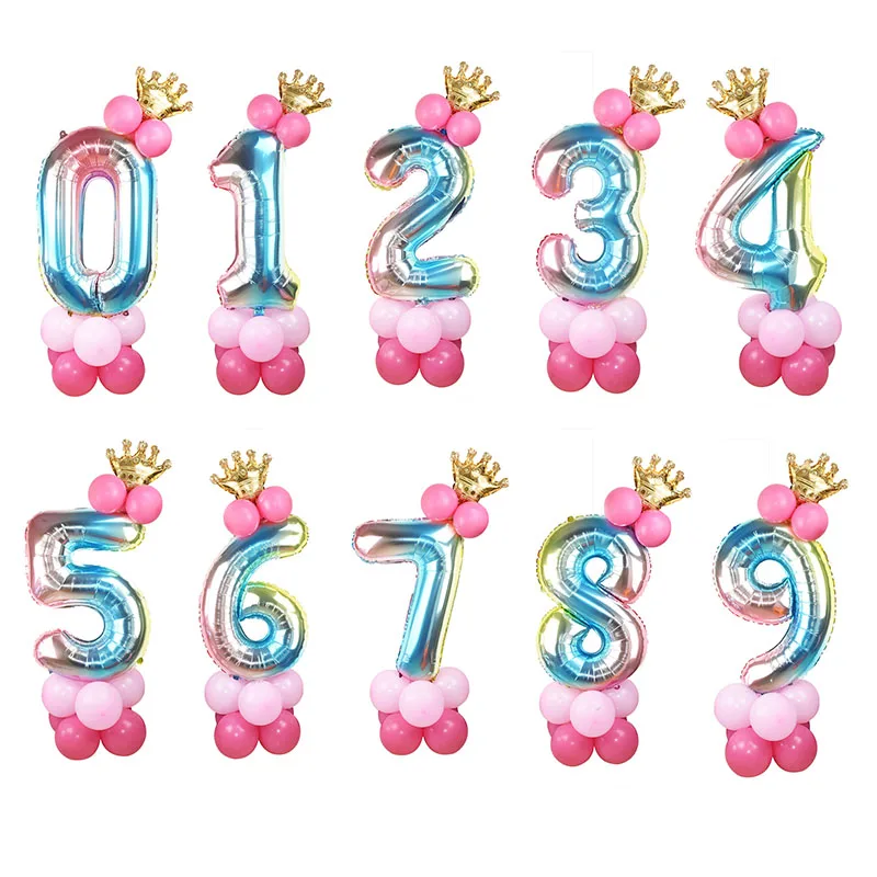 13 шт./компл. шары на день рождения с радужными цифрами фольгированные украшения