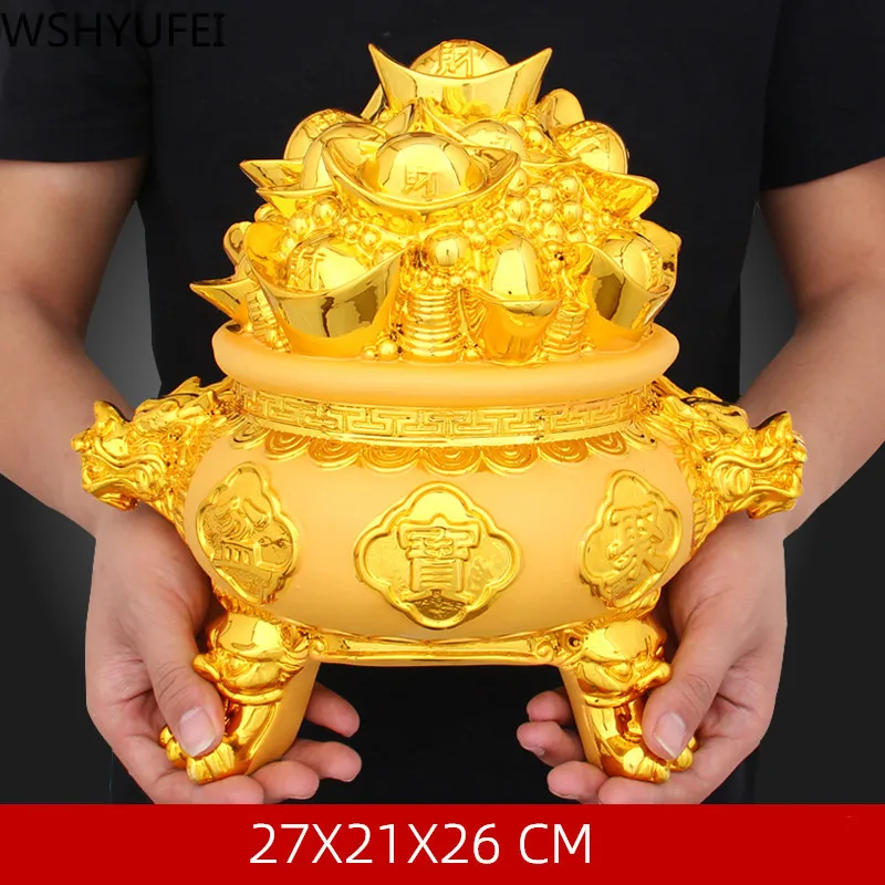 Chinese Style Golden Treasure Board Lucky Plate Resin Ornaments Home Study Living Room Crafts Gifts Shop Opening Auspicious | Дом и сад