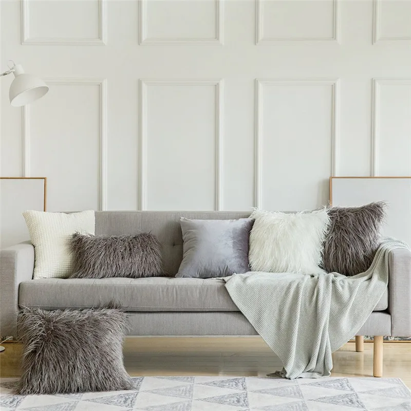 Плюшевые длинные наволочки Fuwatacchi темно-синие для домашнего дивана декоративные