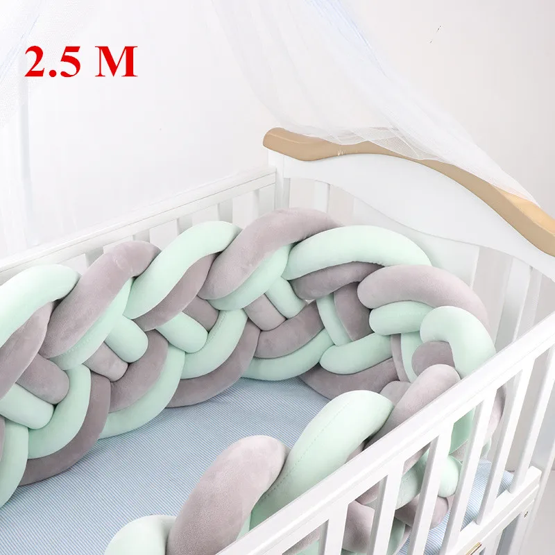Gray Mint 2.5M Одежда для новорожденных для детской кроватки, Tour De France горит Bebe Tresse детская кроватка бампер/бамперы в бампер для детской кроватки тесьмой кровать Nodic узел детской комнаты - Цвет: Gray Mint 2.5M