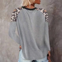 lady long sleeve slim t shirt leopard print tops street casual style o collar tops lady spring autumn stitching base t shirt