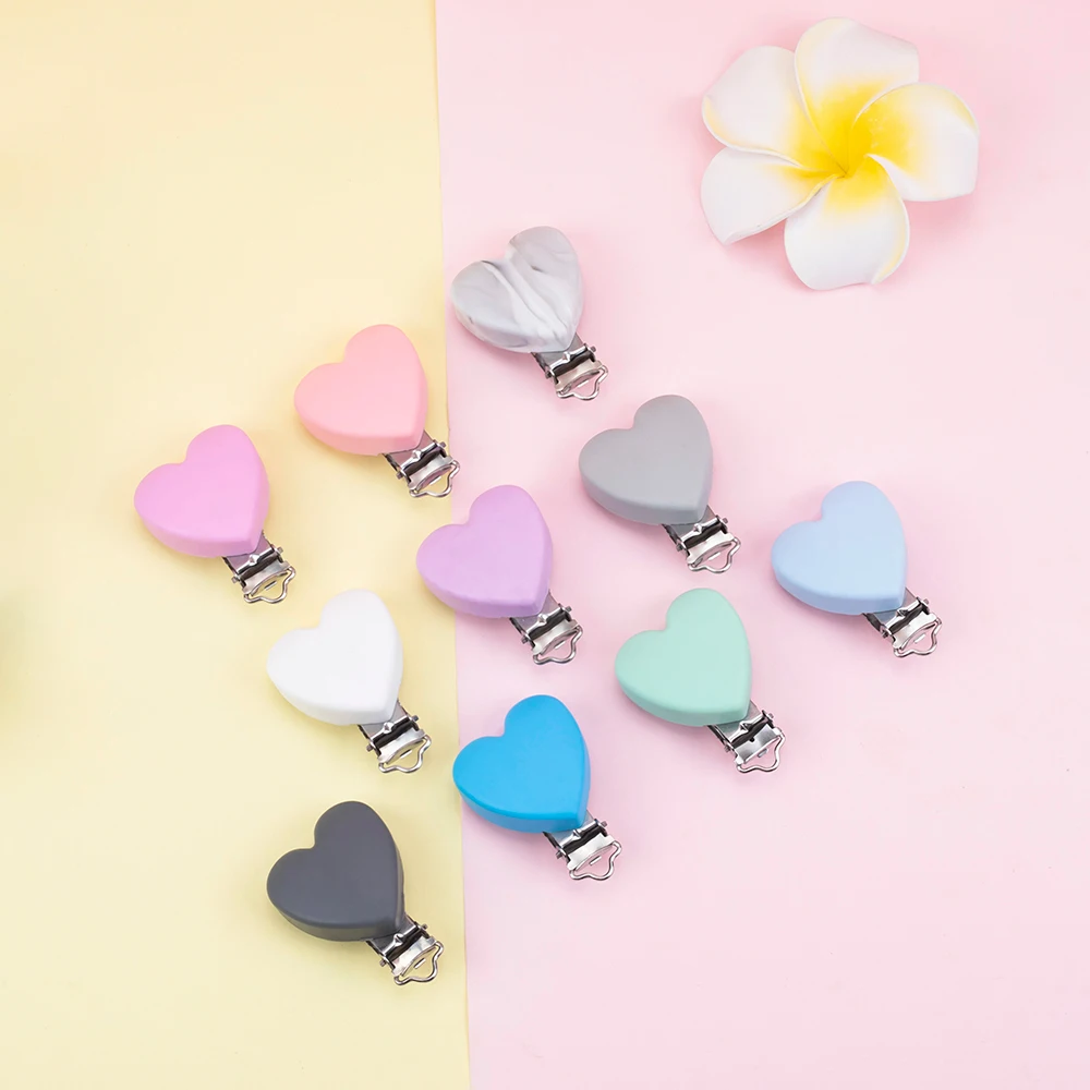 

Sunrony 10pcs Heart Shaped Pacifier Clips Silicone Baby Nippe Holder Clip Non-toxic Nipple Clasps Pacifier Chain Silicone Rodent
