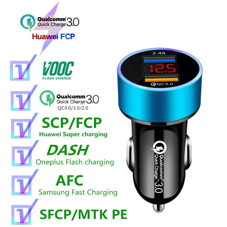 5А автомобильное двойное USB зарядное устройство Быстрая зарядка QC3.0 VOOC DASH мобильный телефон 2 порта Зарядка для iPhone samsung планшет MTK автомобильное зарядное устройство