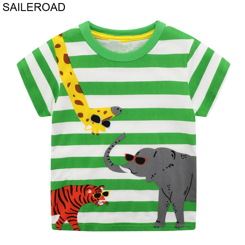SAILEROAD Животное Аппликация Детская Футболка 2020 New Boys Футболки Жираф Слон Тигр