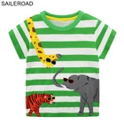 SAILEROADДетская футболка с аппликацией животных 2021 Новые футболки для мальчиков детские топы с принтом жирафа, слона, тигра