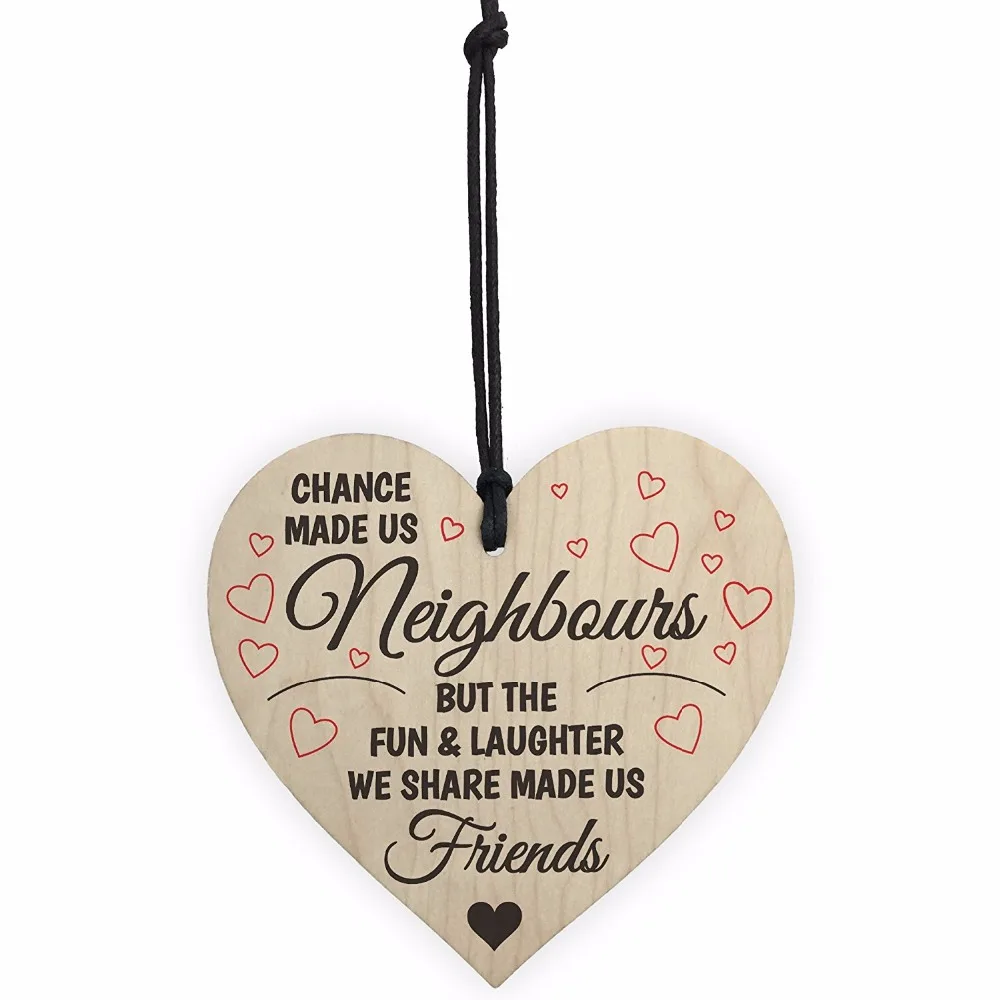 Wooden Heart-shaped Wood Crafts Neighbor plaque sign Special Use Christmas Home DIY Tree Decoration Small Pendant Accessories |