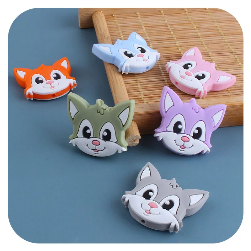 

5pc Civet Cat Silicone Teether BPA-free Food Grade Silicone Pendants Handmade DIY Teething Toys For Teeth Tiny Rod Baby Teethers