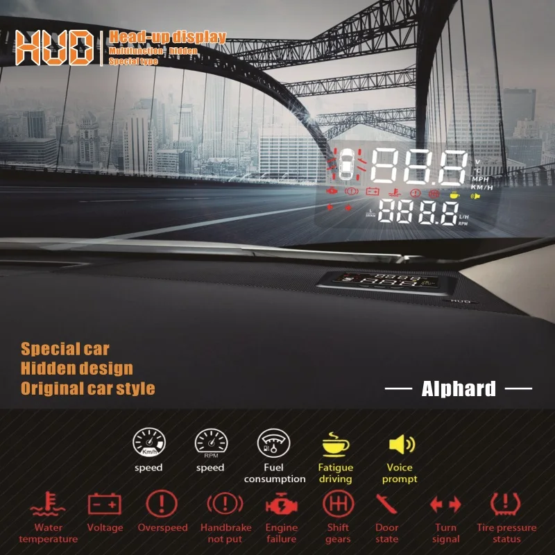 Автомобильный HUD Head up display OBD II Защита от перенапряжения для Toyota 2018 новая система