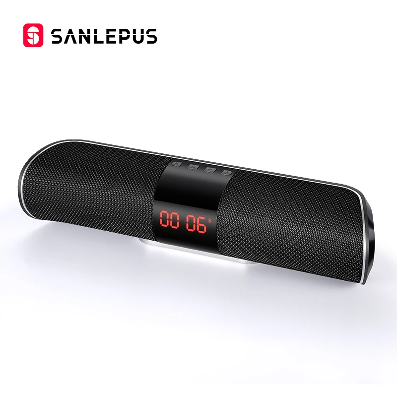 black SANLEPUS Bluetooth наружный динамик металлический портативный супер бас беспроводной громкий динамик 3D стерео музыка объемный с TFCard Aux - Цвет: black