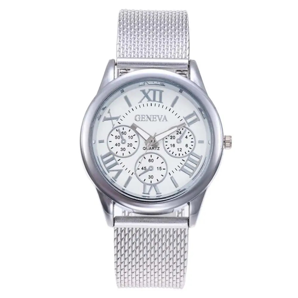 Luxury Quartz Watch Three Eye Retro Silicone Strap Bracelet Roman Scale Dial Geneva Lady and Men Analog reloj mujer 40 | Наручные часы