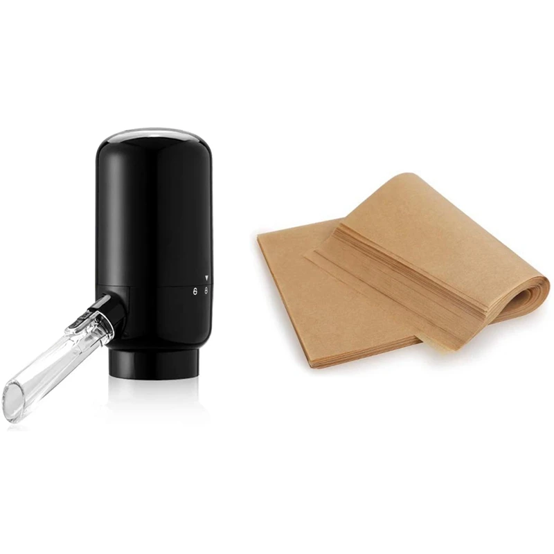 

200 Pcs Silicone Oil Paper Baking Sheet with Wine Aerator Pourer, Electric Accelerated Oxidation Wine Decanter