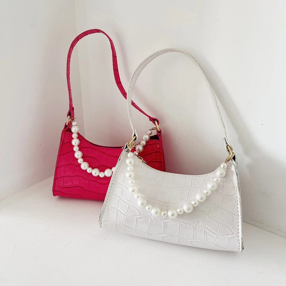

Fashion Women PU Leather Hobos Handbag Pure Color Stone Pattern Underarm Bag Street Travel Shopping Shoulder Pouch