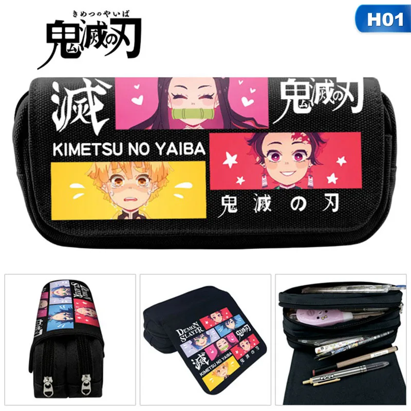 

Demon Slayer: Kimetsu No Yaiba Kamado Nezuko Tanjirou Cosplay Canvas Pen Pencil Case Zipper Stationery Box Gift