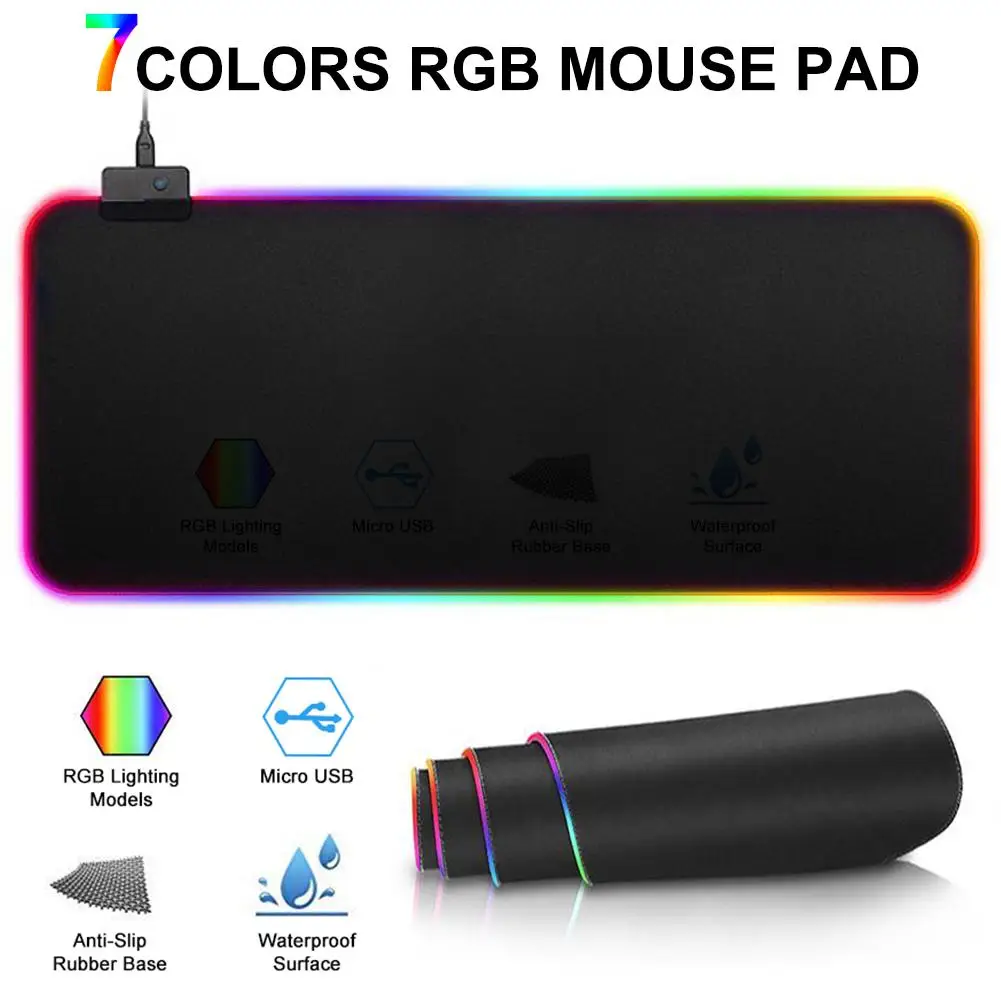Цветной игровой коврик для мыши клавиатуры большой RGB с подсветкой ноутбука |