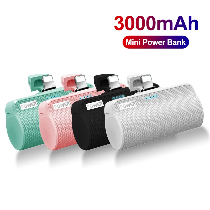 

3000mAh Mini Power Bank For iPhone12 Xiaomi External Battery Powerbank Powerful Charger Portable Poverbank For Samsung
