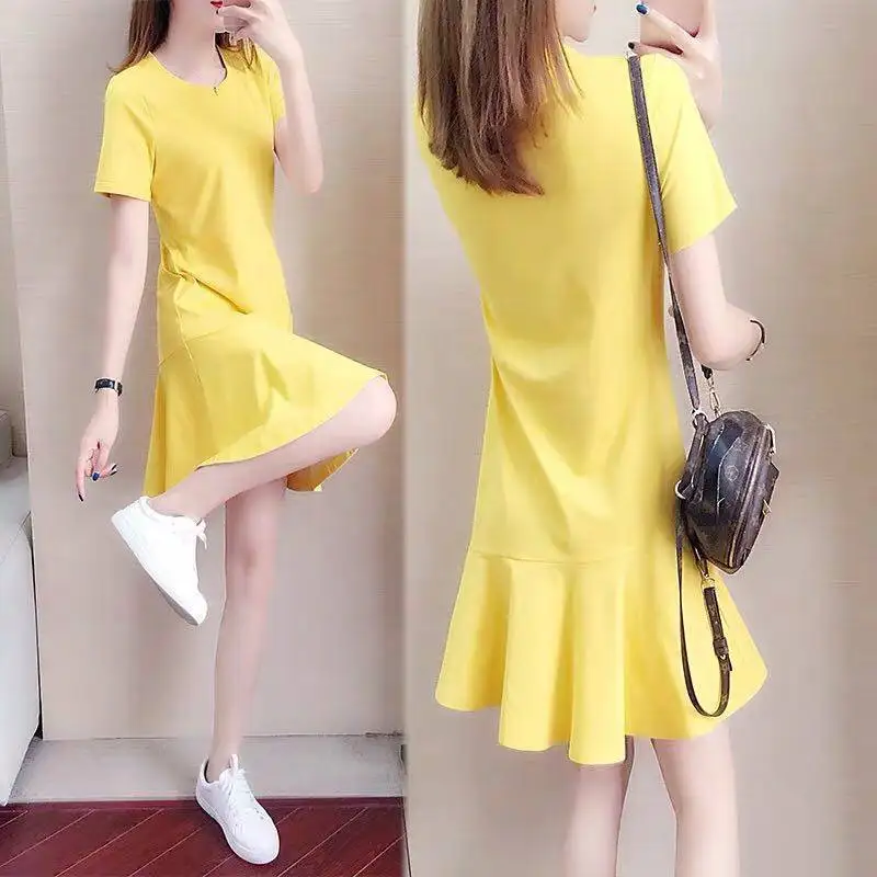 

2020 fashion casual women's dress solid color