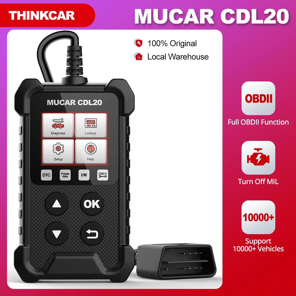 

Инструмент для диагностики автомобиля MUCAR CDL20 OBD2, считыватель кодов DTC, сканер Plug and Play, профессиональный анализатор двигателя, сканер OBD2