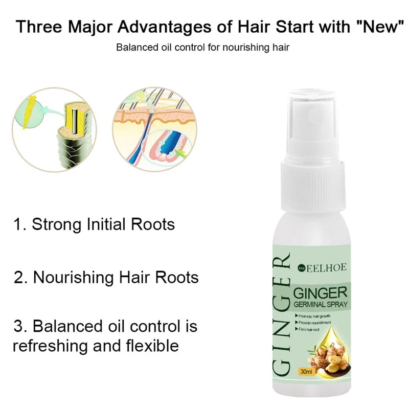 

2021 New 30ml Ginger Hair Growth Spray Hair Care Hair Loss Products Anti Hair Loss