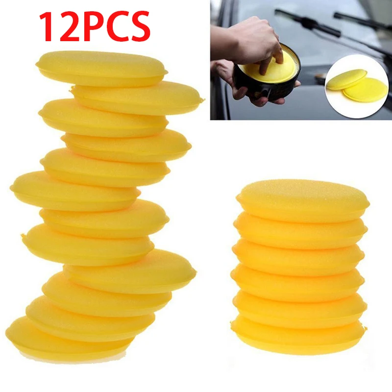 

12PCS Car Foam Sponge Wax Applicator Round Car Polishing And Waxing Sponge Car Detailing Cleaning Tools Cleaning Supplies
