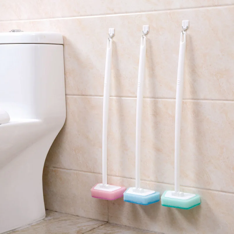 

2021 High Quality Sponge Long Handle Brush Bathroom Cleaning Brush Bathroom Bath Brush Tiles Tile Floor Brush Kitchen Tools