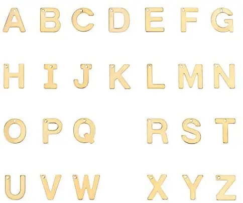 

10Pc 304 Stainless Steel Letter.A-Z Charms, Golden, 11x10x0.8mm, Hole: 1mm