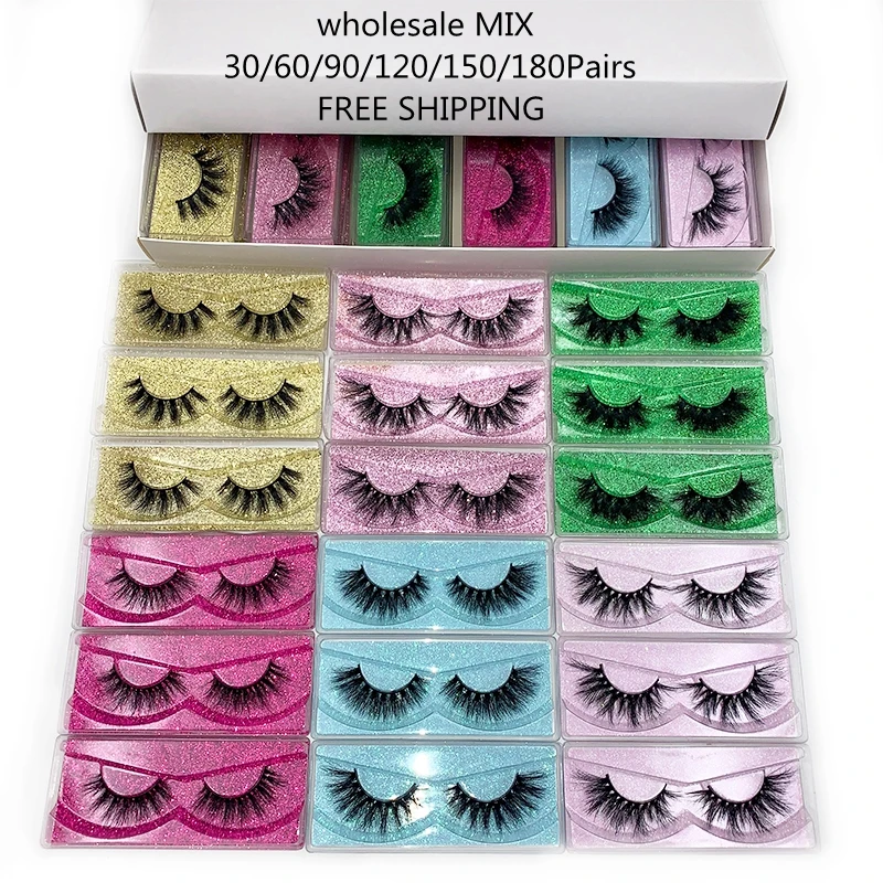 Mikiwi Free Shipping 30/60/90/120/150/180pairs Cruelty Free Dramatic Thick Eyelashes Strip Vendor Lashes In Bulkwith Plastic Box