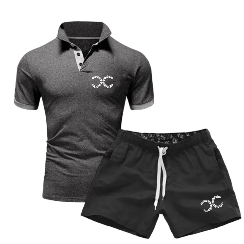 

Men's casual suit 2 PCS quick-drying polo shirt short sleeve T-shirt shorts beach pants suit men's sportswear summer sportswear